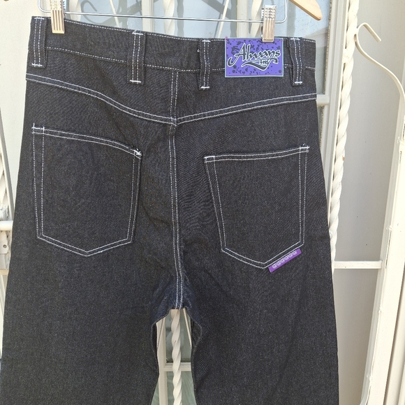 ADWYSD Purple Label Heavy Duty Black Denim Hiphop Baggy Jeans Unisex Size Large - Picture 6 of 16